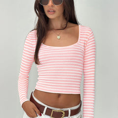 Haut court rayé à col carré Street Sweet 