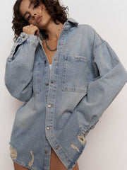 Veste en jean délavée rétro et tendance 