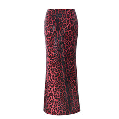 Out Exotic Alluring Leopard Print Maxi Skirt