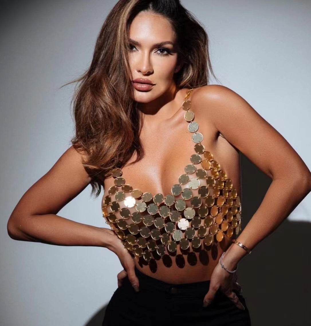 Party Sizzling Metallic Sequin Cami Top