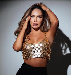 Party Sizzling Metallic Sequin Cami Top