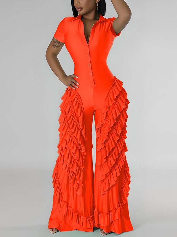 Ruffle Wide Leg Jumpsuits