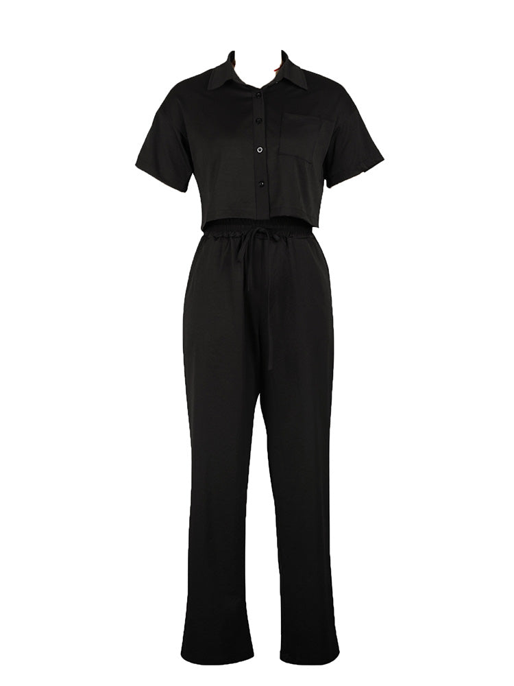 Linen Crop Top Pants Set