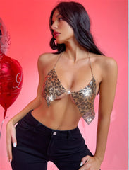 Birthday Glamour Leopard Print Halter Top