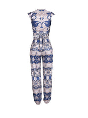 Printed Crop Top Pants Set