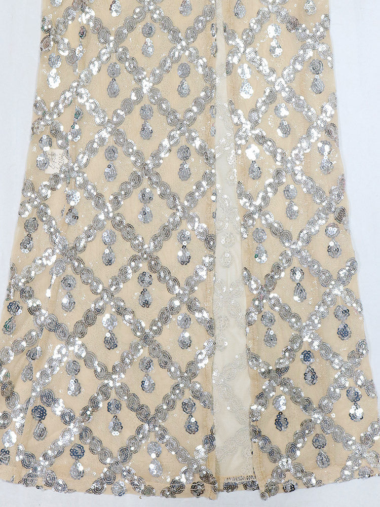 Mesh Sheer Sequin Maxi Dresses