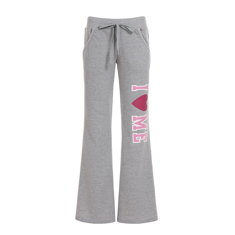 Pantalon de survêtement taille basse à motif cœur amusant et confiant