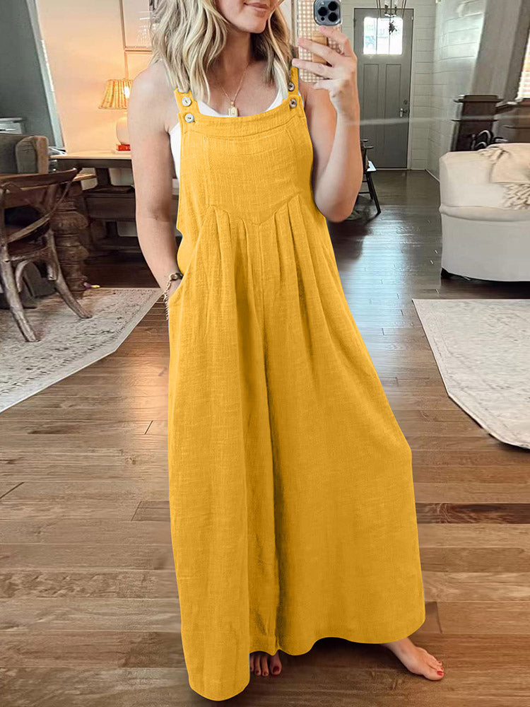 Cotton Linen Loose Overalls