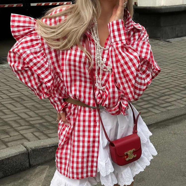 Chemise vichy rouge et blanche style campagne