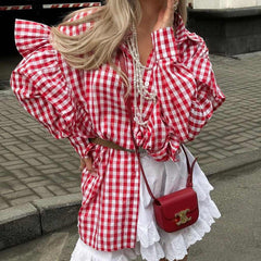 Chemise vichy rouge et blanche style campagne