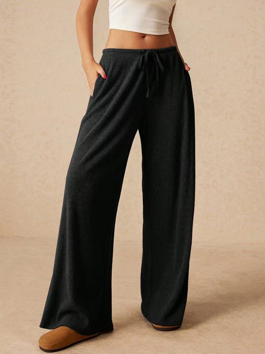 Comfy Ribbed Wide Leg Pants