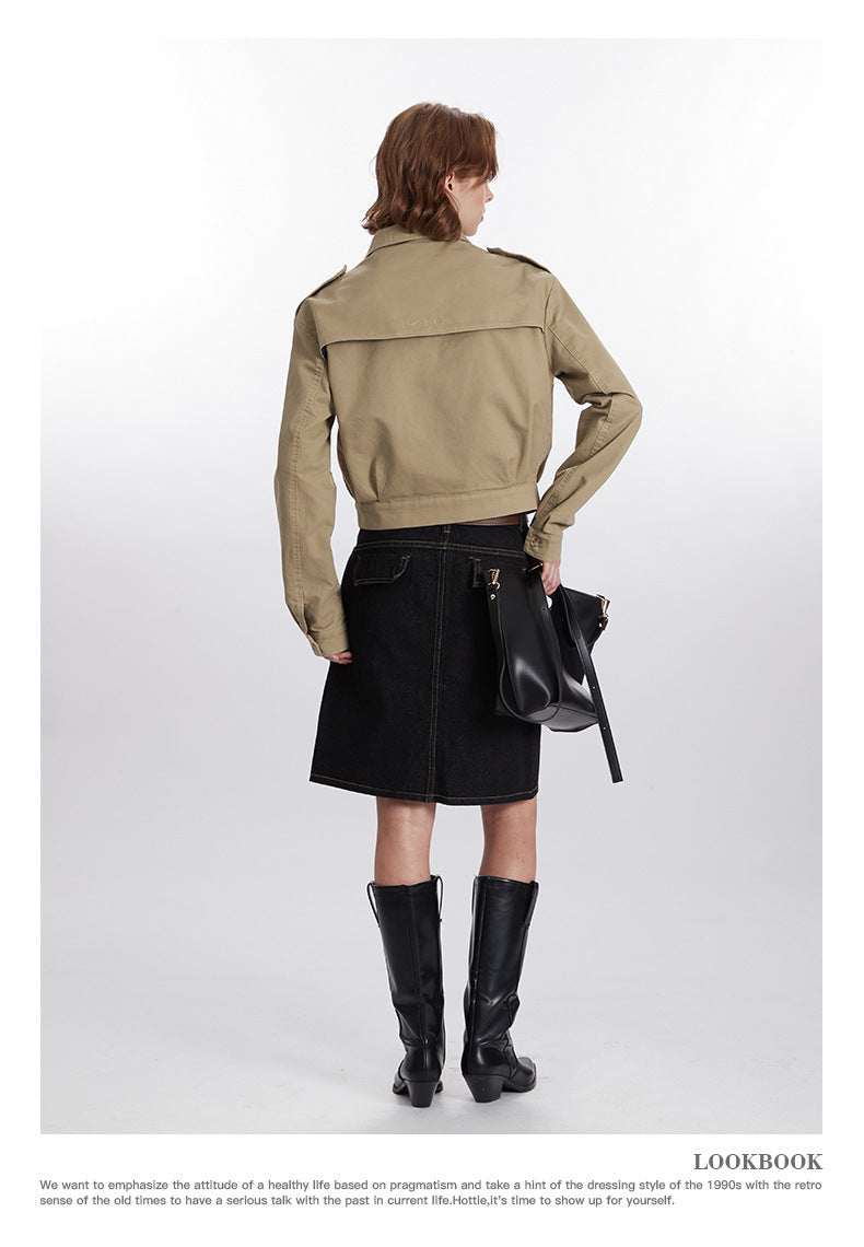 Classic Style Khaki Utility Jacket