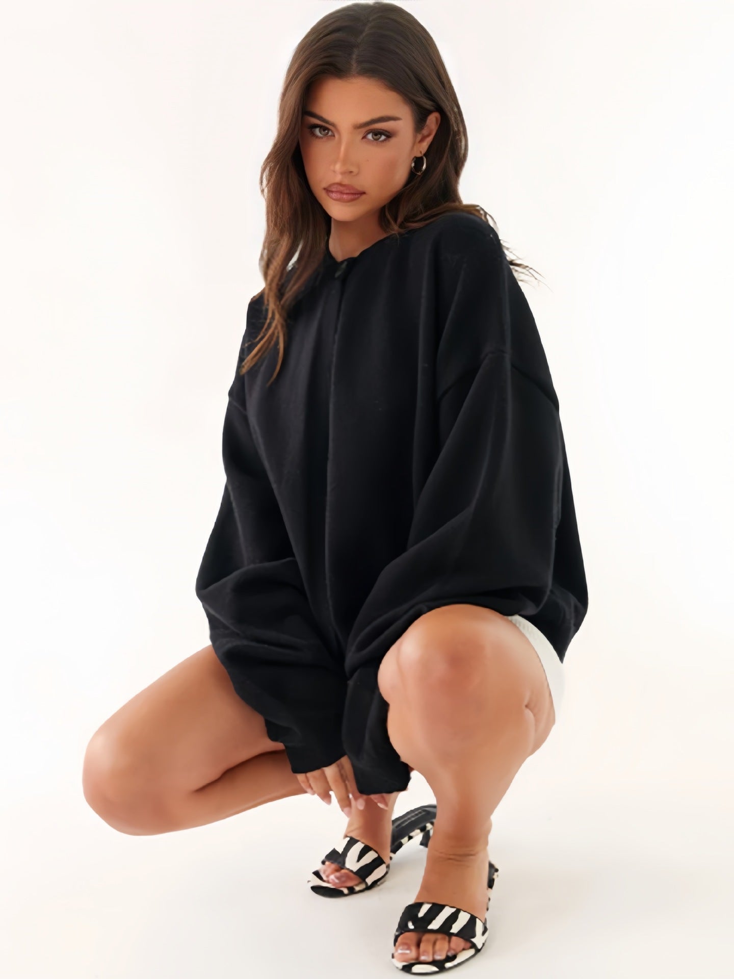 Comfortable Minimalist Black Loose Cardigan