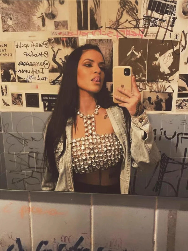Haut dos nu à strass pailletés Vibe Edgy 