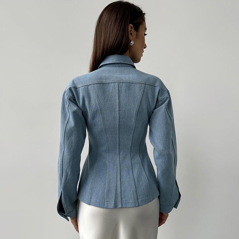 Sophisticated Chic Tailored Fit Denim Jacket