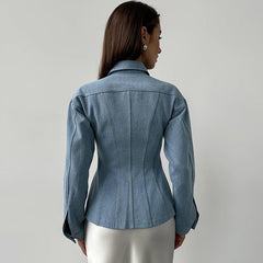 Sophisticated Chic Tailored Fit Denim Jacket