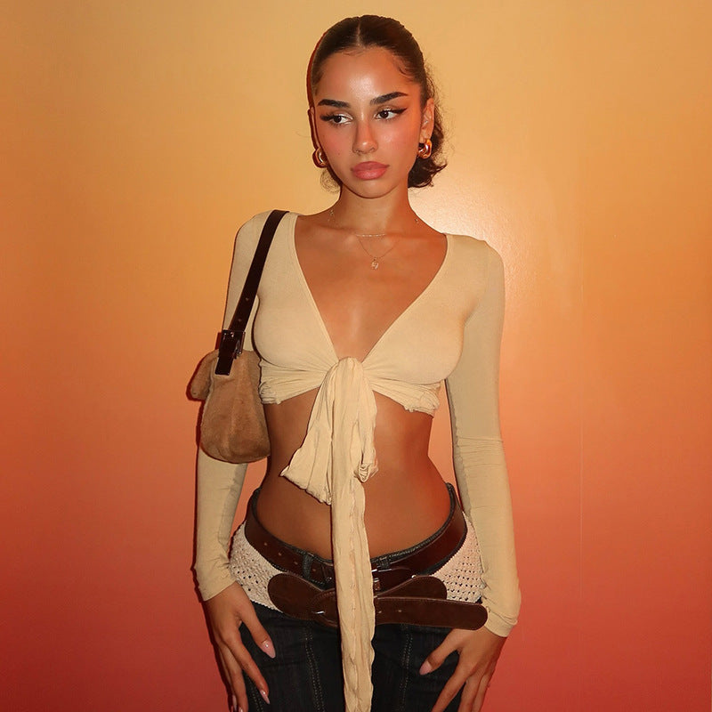 Haut à manches longues Out Bold à nouer sur le devant