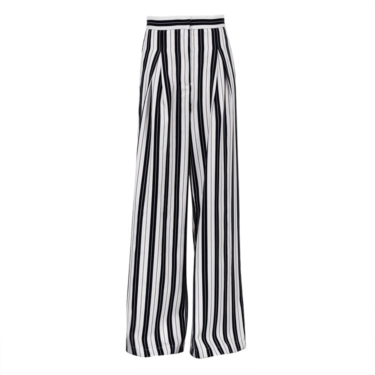 Elegant Striped Wide-leg Pants