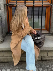 Casual Classy Suede Oversize Coat