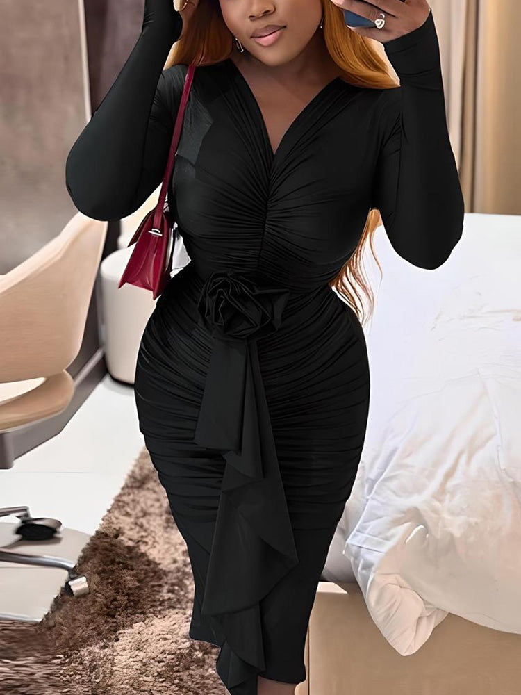 Ruched Rose Drape Dresses