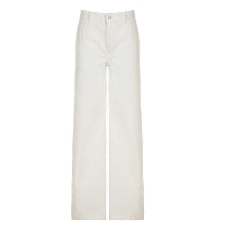 Modern Effortless Cream Low Waist Straight Leg Pants