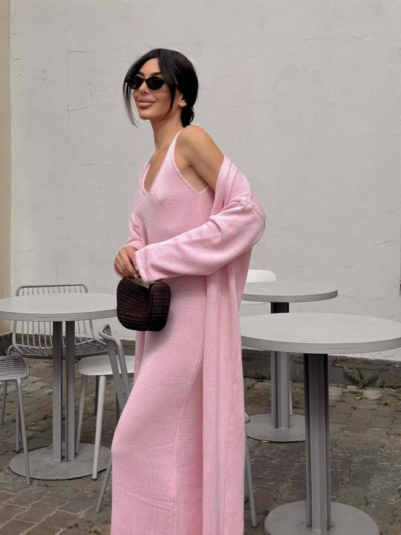 Ensemble deux pièces en maille décontractée d'automne