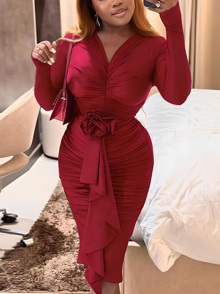 Ruched Rose Drape Dresses