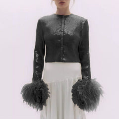 Feather Sequin Cardigan