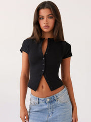 Elegance Short-Sleeved Knit Top