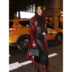 Nighttime Charming Red Leather Coat
