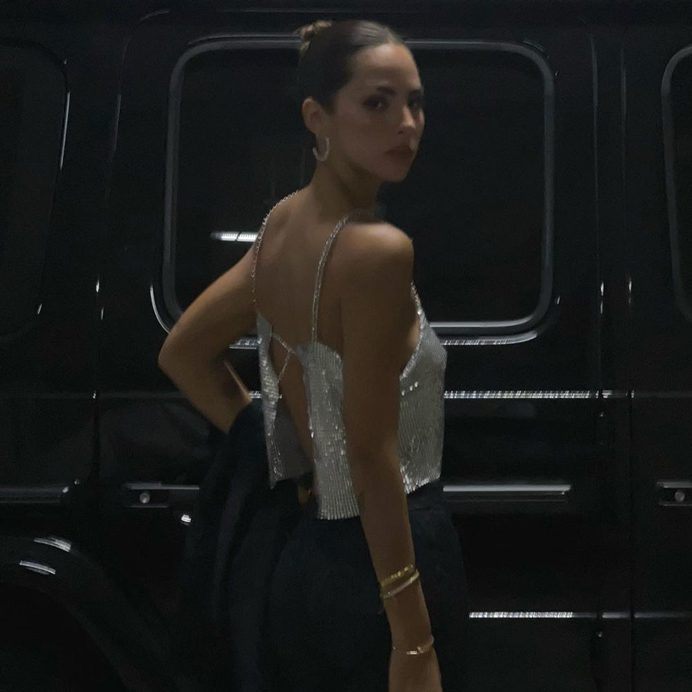 Débardeur essentiel à sequins argentés