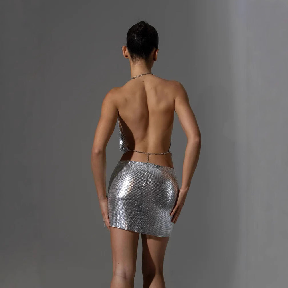 Chic Glamorous Metallic Two Piece Set