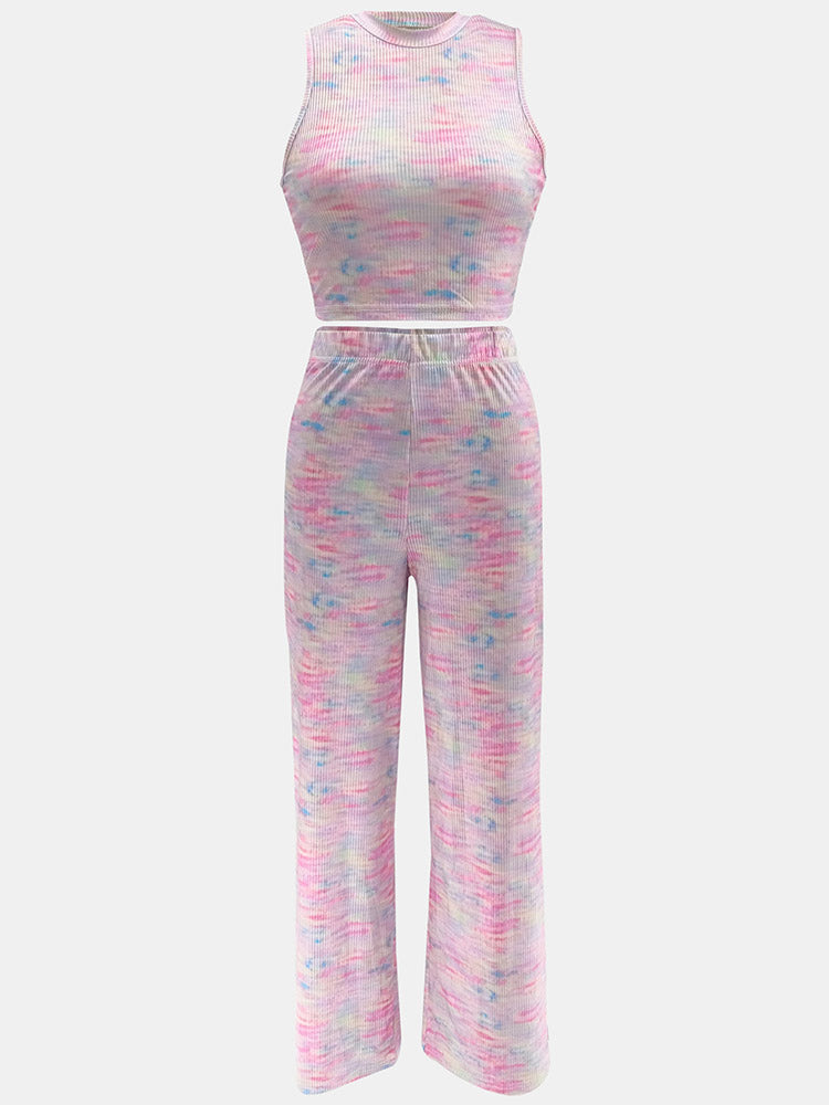 Ribbed Crop Top Pants Set