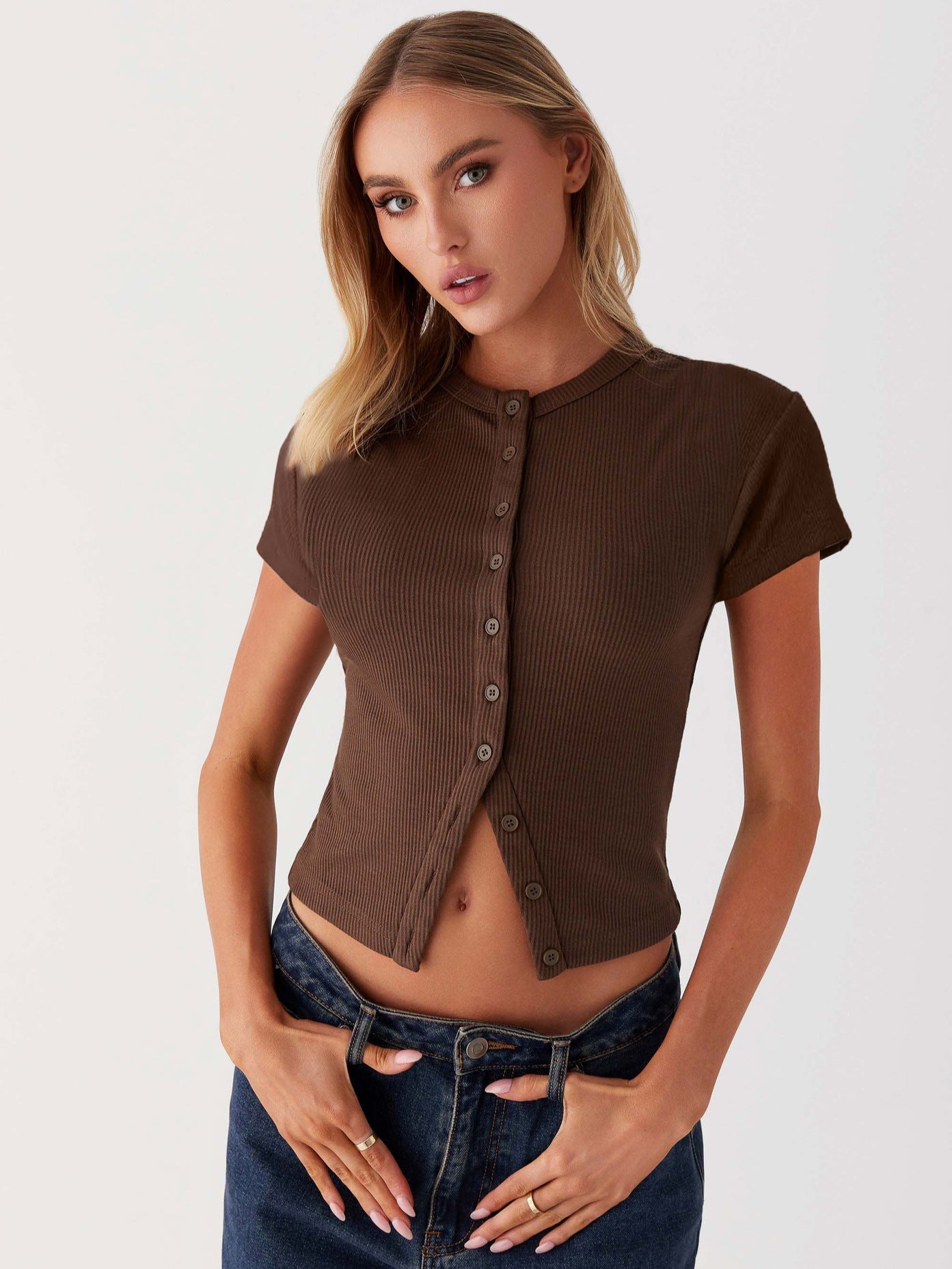 Elegance Short-Sleeved Knit Top