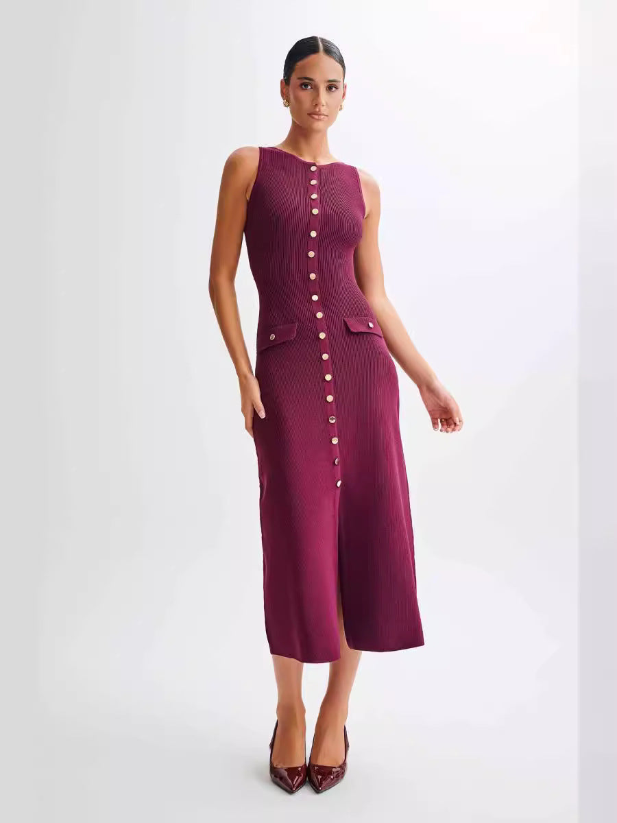Simple Generous Sleeveless Midi Dress