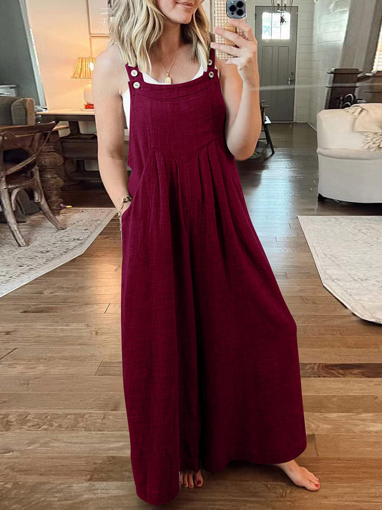 Cotton Linen Loose Overalls
