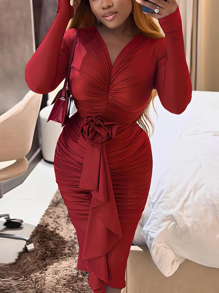 Ruched Rose Drape Dresses