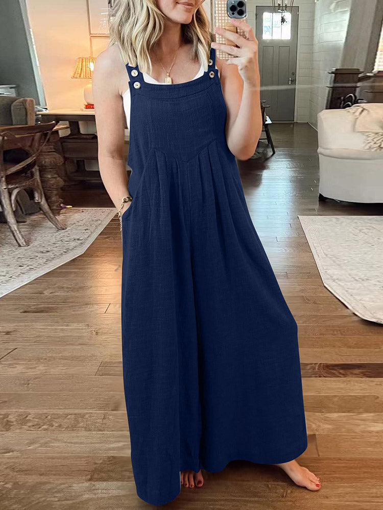 Cotton Linen Loose Overalls