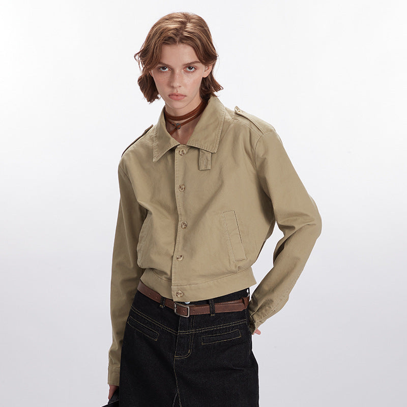 Classic Style Khaki Utility Jacket