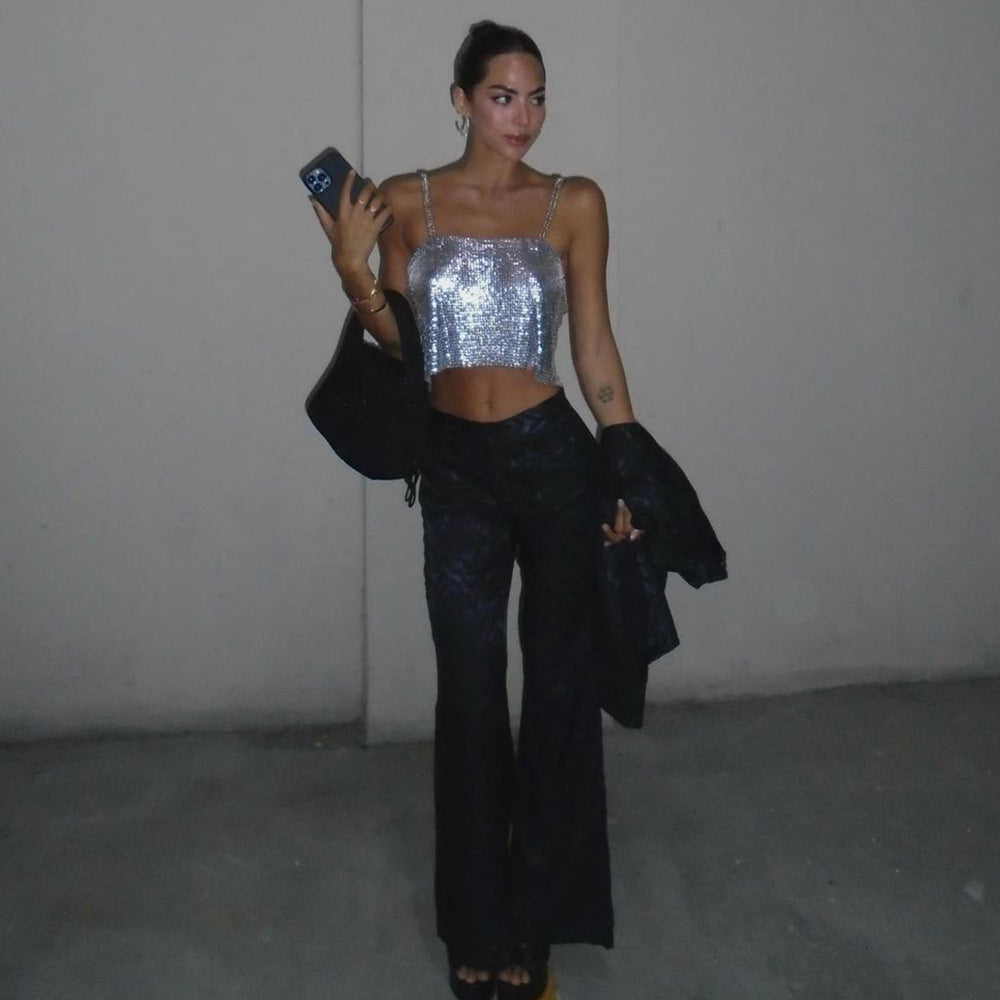 Débardeur essentiel à sequins argentés