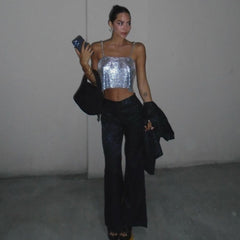 Débardeur essentiel à sequins argentés