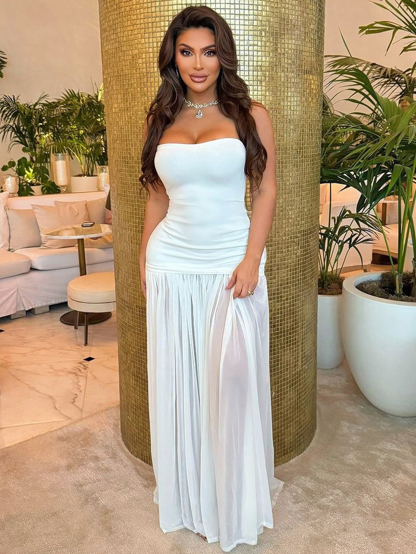 Captivating White Off-Shoulder Maxi Dress