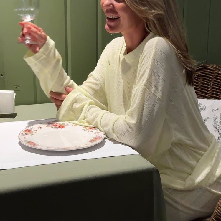 Ensemble deux pièces de détente jaune clair doux