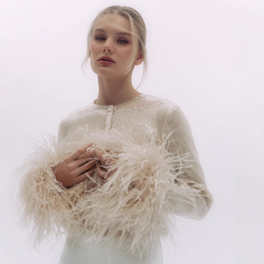 Feather Sequin Cardigan