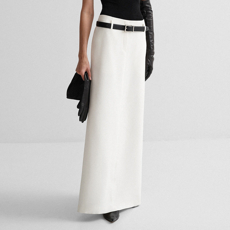 White High-waisted Maxi Skirt
