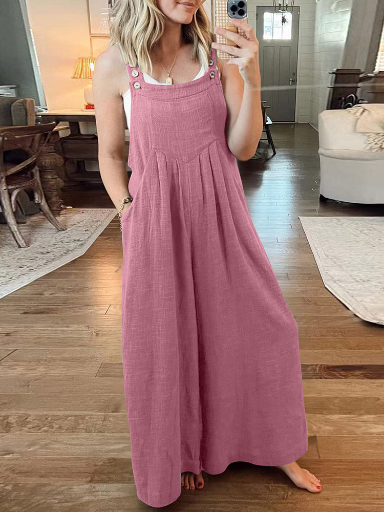 Cotton Linen Loose Overalls
