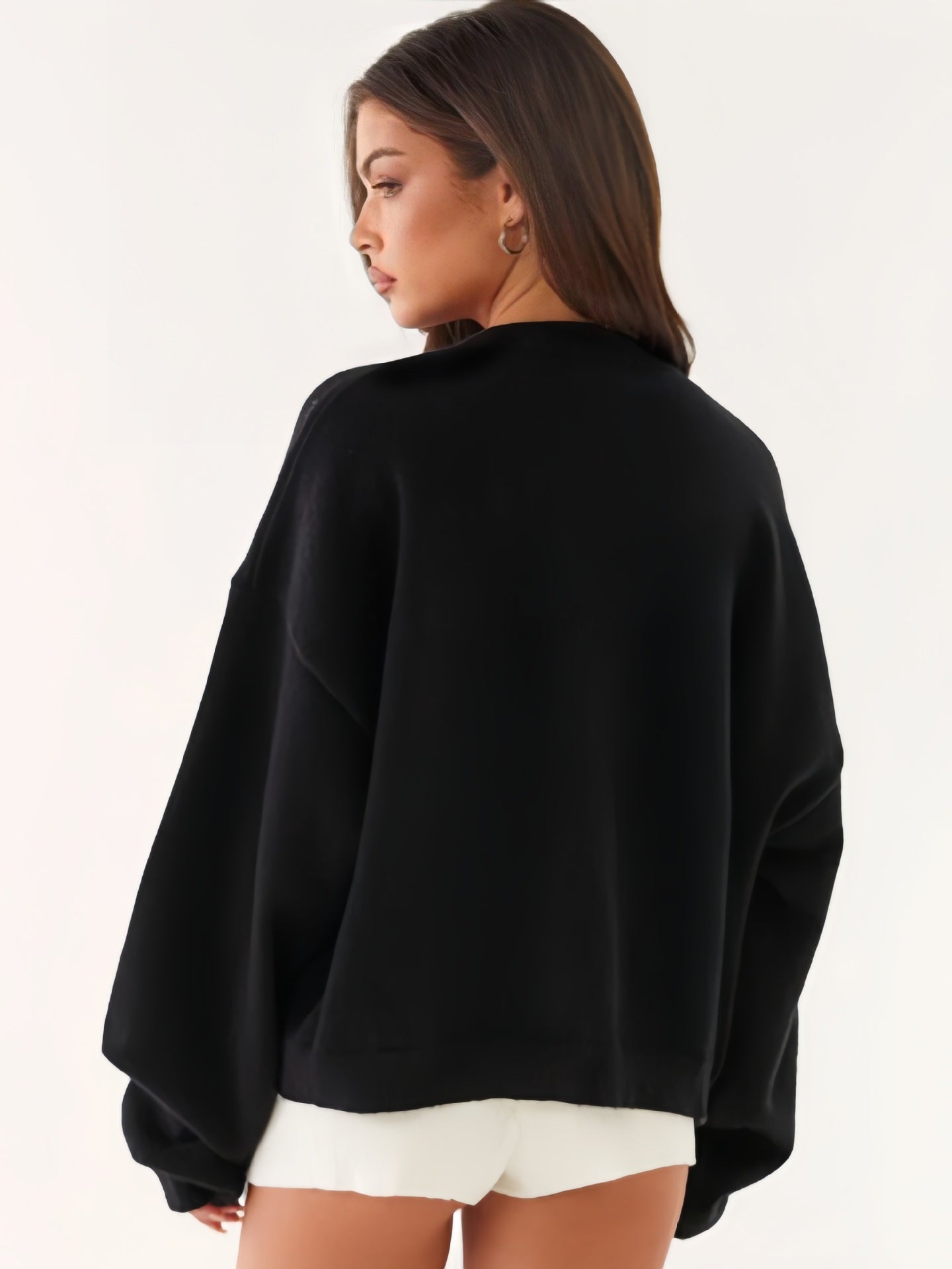 Comfortable Minimalist Black Loose Cardigan