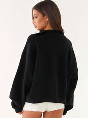 Comfortable Minimalist Black Loose Cardigan