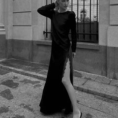 Elegant Black Silk Maxi Dress