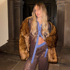 Out Daily Chic Shiny Sequin Shirt